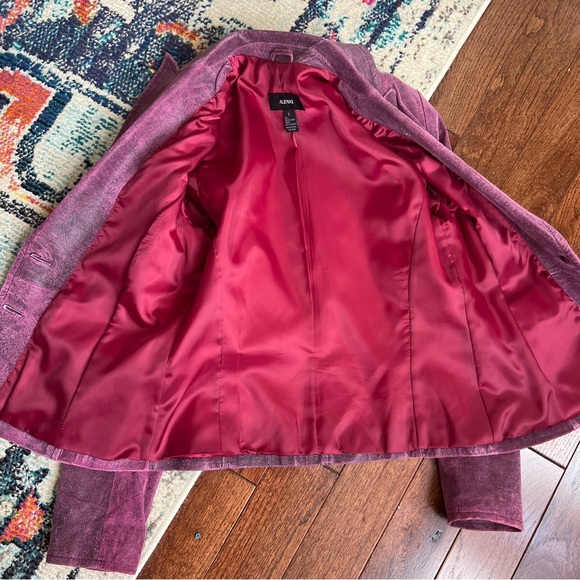 Alfani Women's Pink Distressed Genuine Leather Blazer Jacket Size S - Picture 3 of 5
